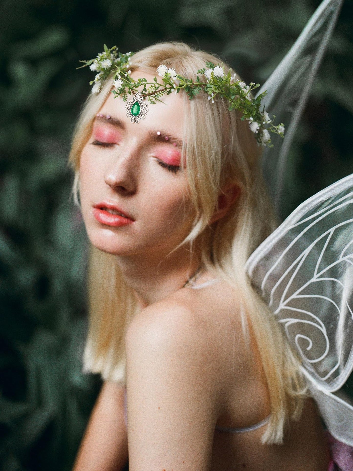SWEETV Handmade Fairy Flower Crown Elf Floral Headpiece Forest Headband Elven Circlet Woodland tiara Costume Jewelry for Women Girls Wedding Cosplay Party Halloween