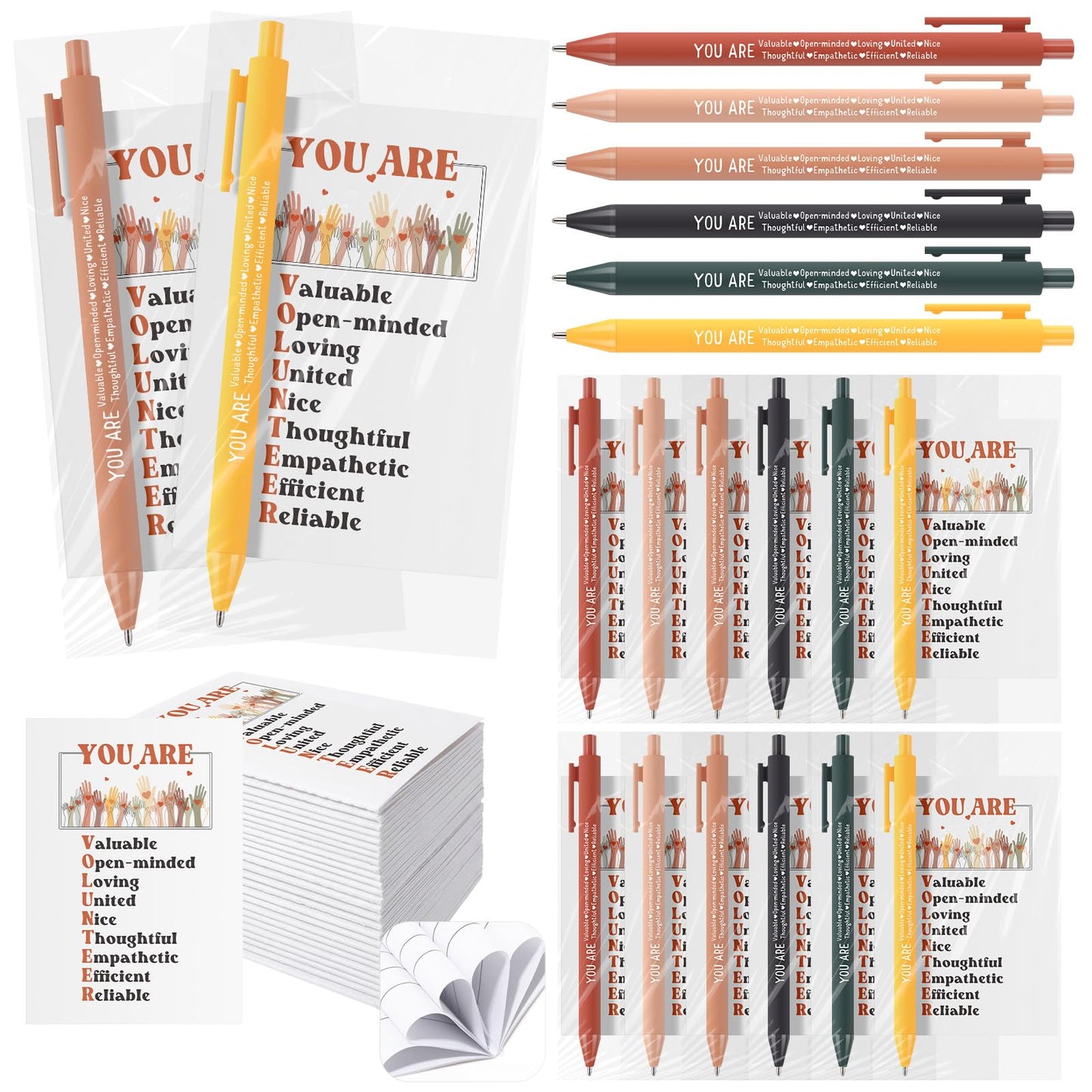 Eaasty 15 Sets Volunteer Appreciation Gifts Sets Ballpoint Pens Bulk Inspirational Notebooks with Bags for Social Volunteer Appreciation Month Employee Supplies