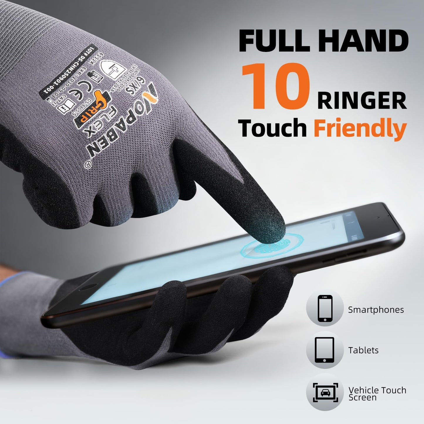 Jasdick Safety Work Gloves - 7 Pairs, Seamless Knit Glove with MicroFoam Nitrile Coated Smooth Grip on Palm & Fingers for Men and Women, Ideal for General Duty Work(L,Gray)