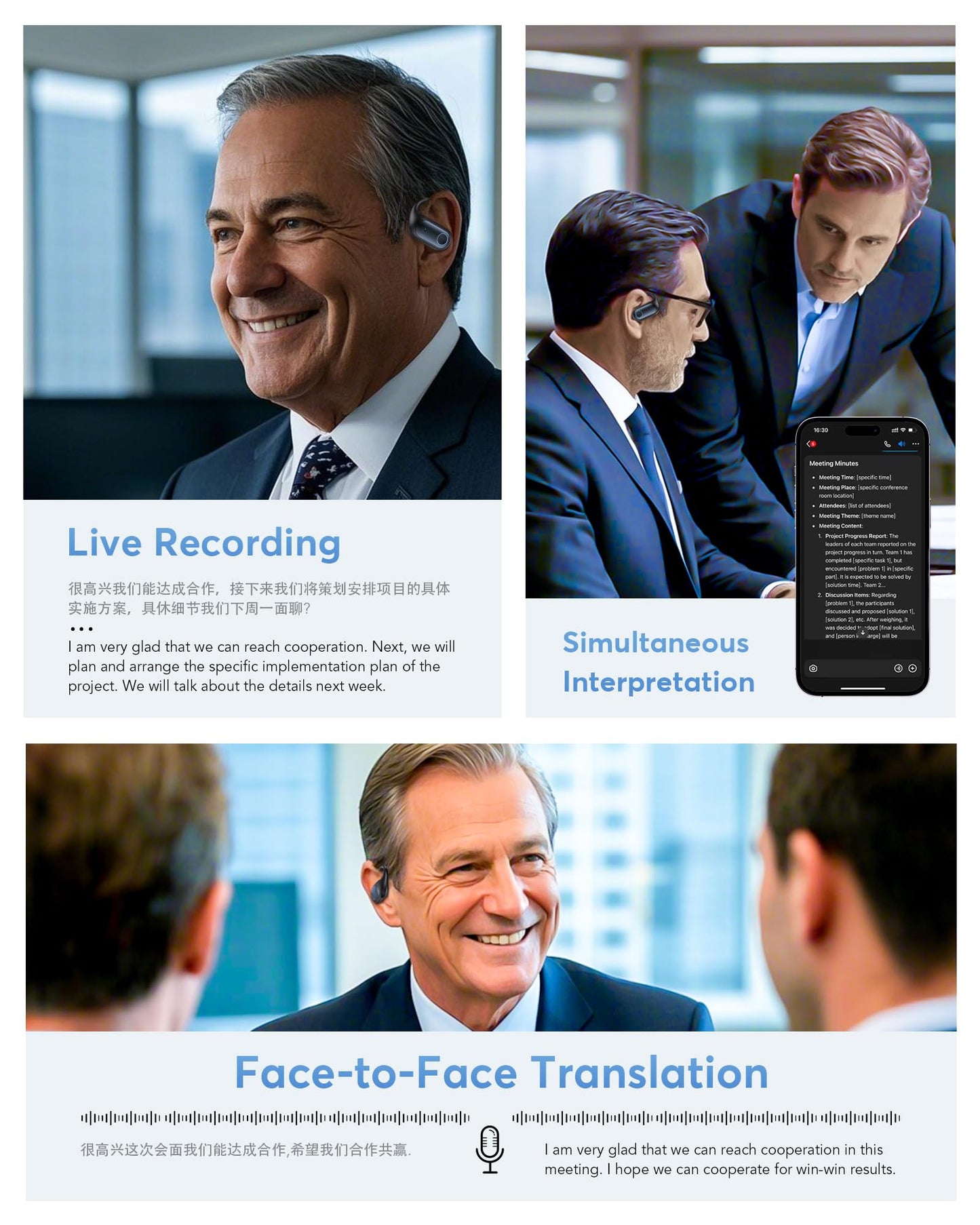 KOSERNT AI Translation Earbuds, Bluetooth 5.4 OWS Headphones with LCD Touch Screen, Real-Time Translator for 144 Languages & Accents, Perfect for Travel, Business & Learning,Sapphire Blue