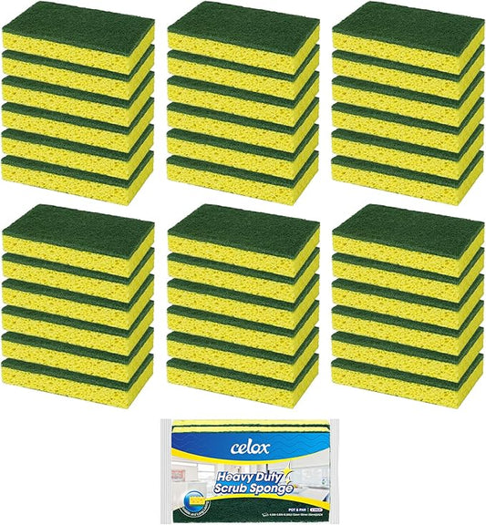 CELOX 36 Pack Dish Sponge for Kitchen, Dish Brush with Soap Dispenser for Cleaning Pots, Dishes, Bowls