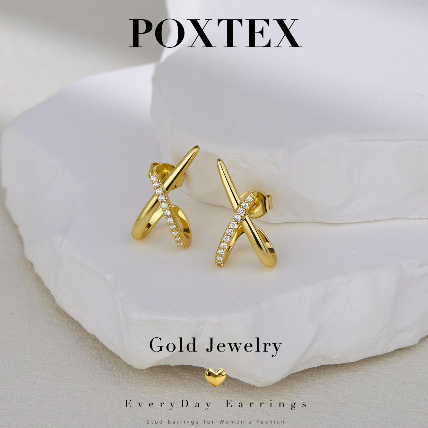 14K Gold Plated Unique Stud Earrings for Women Trendy, Dainty Simple Minimalist Gold Stud Earrings, 925 Silver Post Hypoallergenic Earrings for Sensitive Ears Women Old Money Jewelry Fashion Gifts