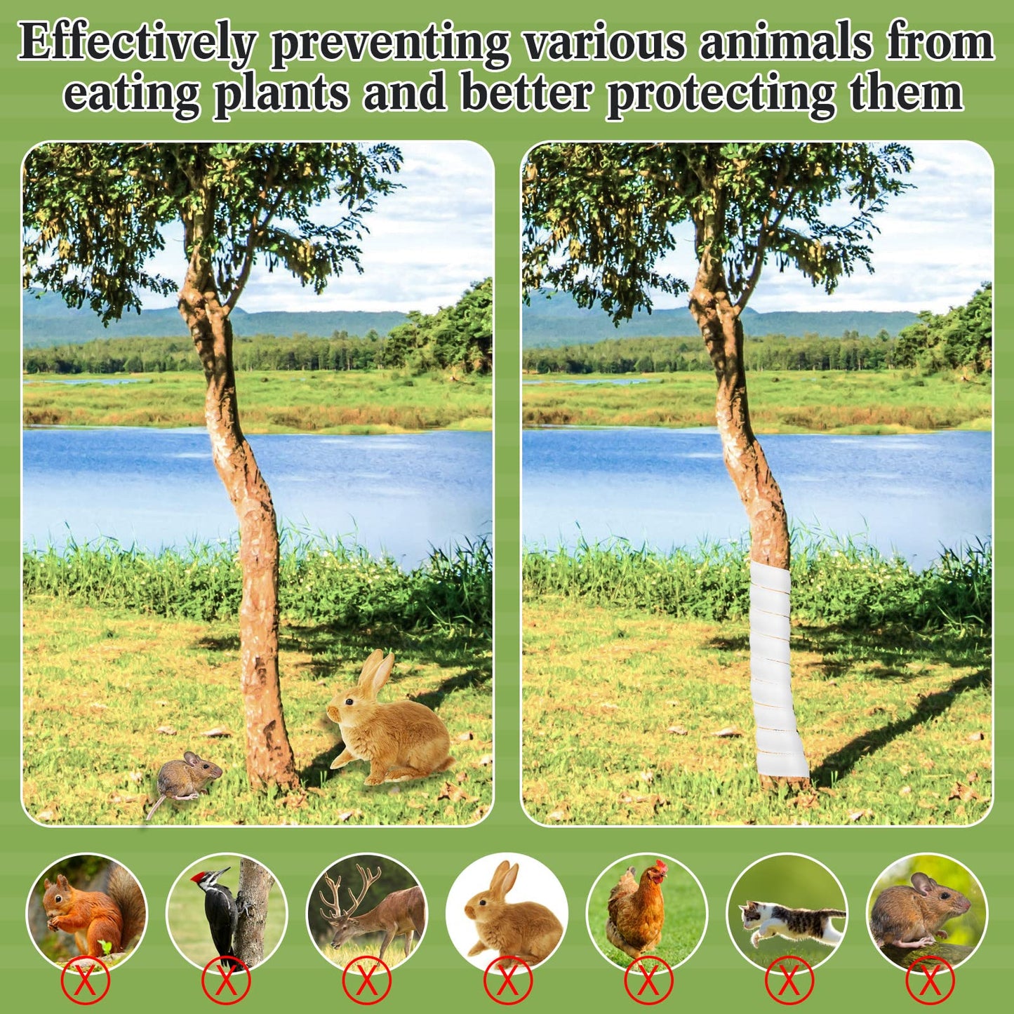 Wesiti 20 Pcs Tree Trunk Protector Plastic Spiral Trunk Tree Wrap Guard Bark Tube Protectors to Protect Bark Saplings from Deer Cats Rodents Rabbit Mowers (White)