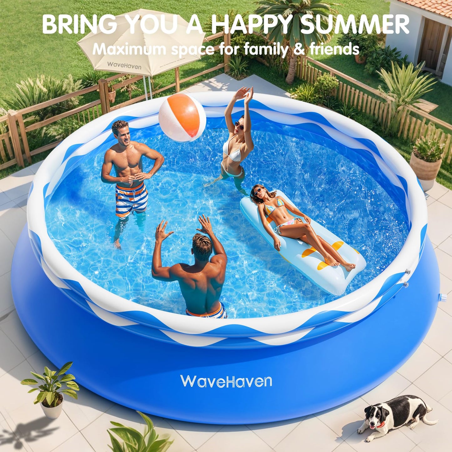Easy Set Pool with Pool Lights, Upgraded Above Ground Pool,Large Inflatable Swimming Pool for Adults Round Pool,Quick Set Inflatable Top Rings Above Ground Swimming Pool 8ftx30in