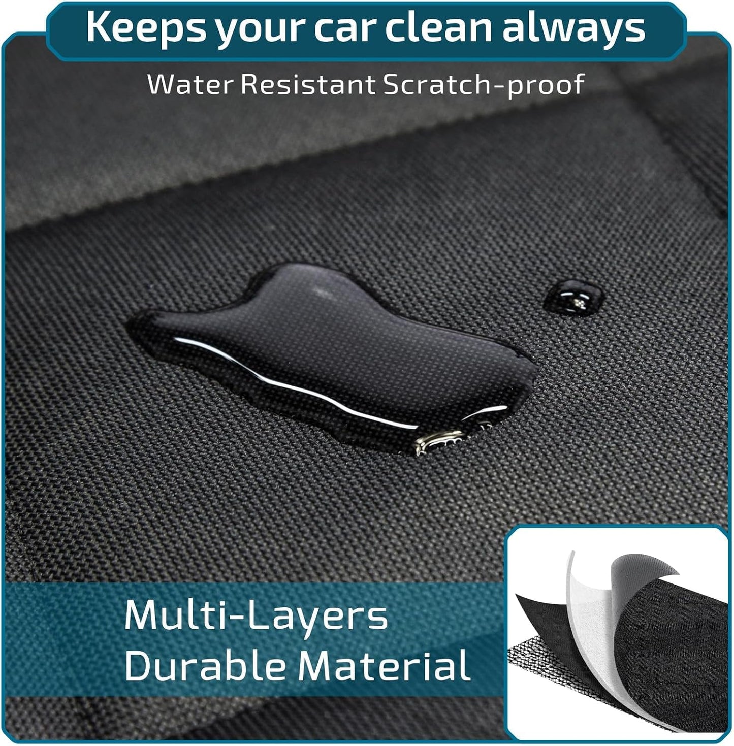 Veckle SUV Cargo Liner for Dogs with Side Flaps, Large (54" x 93") Water Resistant Trunk Cover, Non-Slip Pet Area Protector with Bumper Flap, Universal Fit for SUVs Sedans Vans, Black