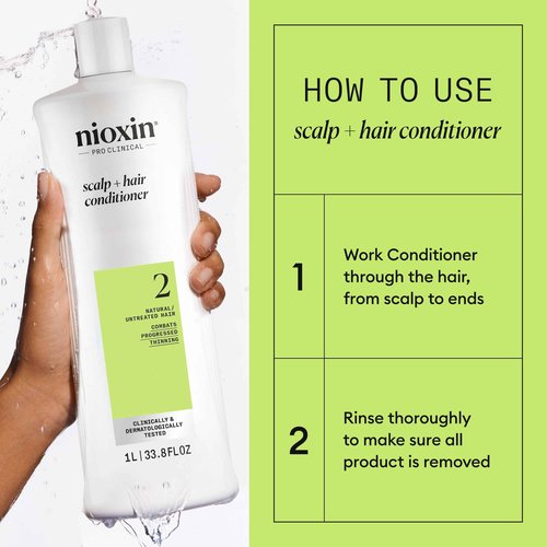 Nioxin System 2 for Natural Hair with Progressed Thinning Cleanser Shampoo and Scalp Therapy Conditioner