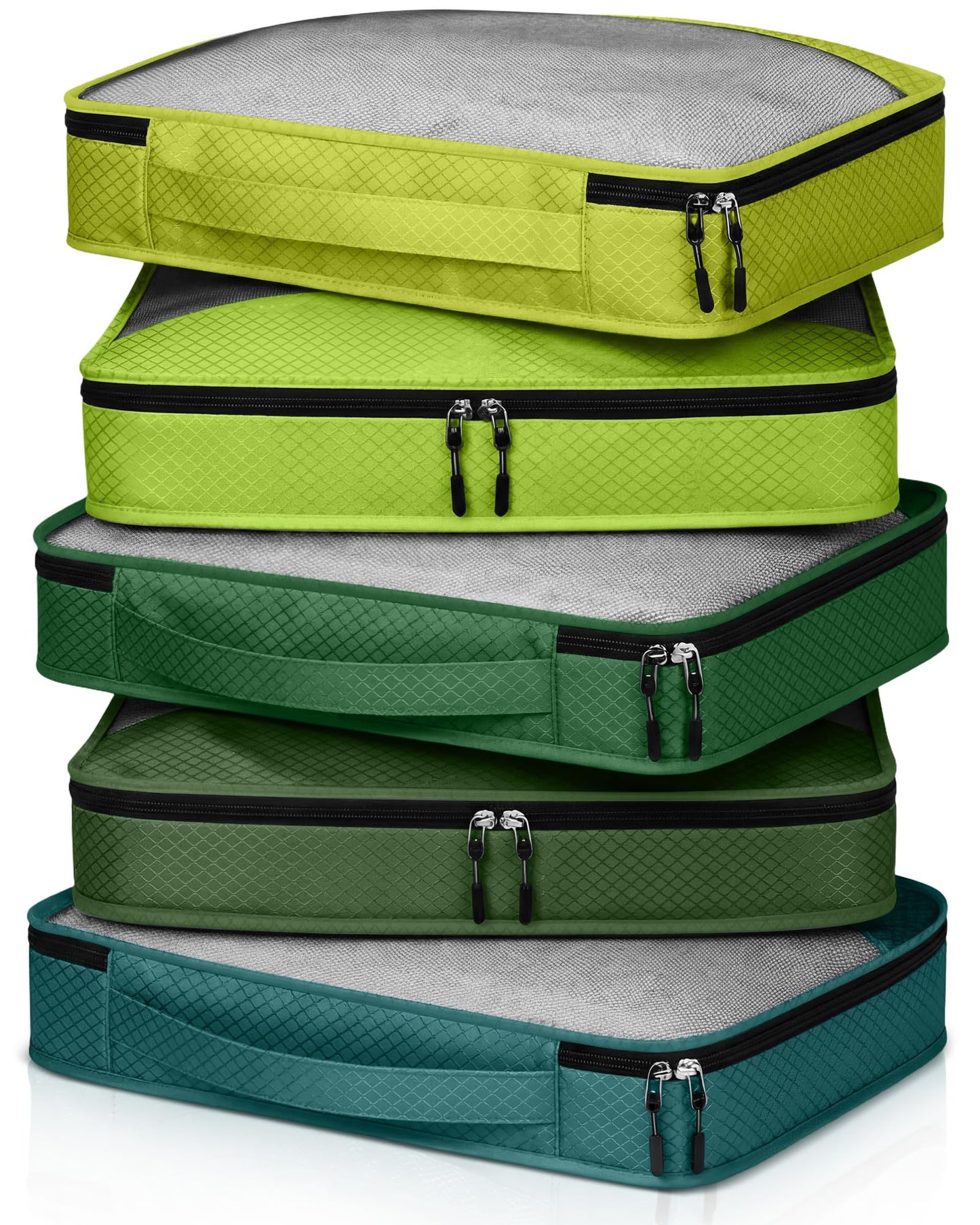Bulyoou 5 Pcs Packing Cubes for Suitcase Large Travel Cubes Carry on Luggage Organizer Bags for Clothes Accessories(M,Green)