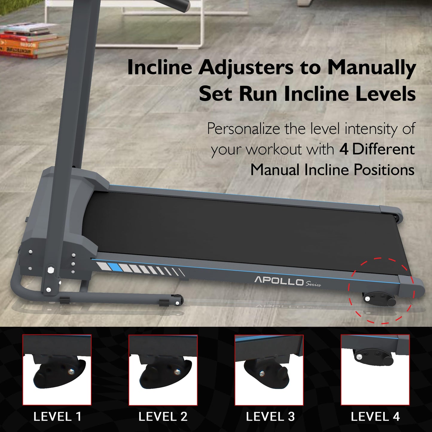 SereneLife Electric Folding Treadmill Exercise Machine - Smart Compact Digital Fitness Treadmill Workout Trainer w/Bluetooth App Sync, Manual Incline Adjustment, for Walking, Running, Gym - SereneLife