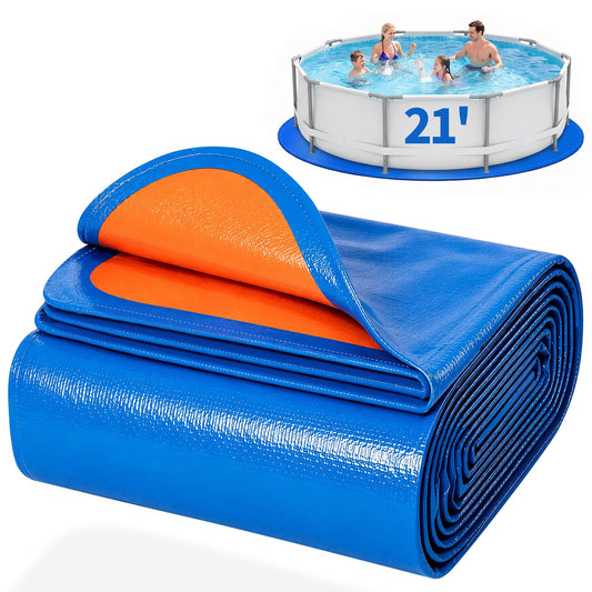 21FT Round Pool Liner Pad for Above Ground Pools, Thickened Puncture-Resistant Under Mat, Heavy-Duty Underlayment, Outdoor Tarp Protector for Concrete/Lawn, Pool Floor Base Pad, Extends Liner Life
