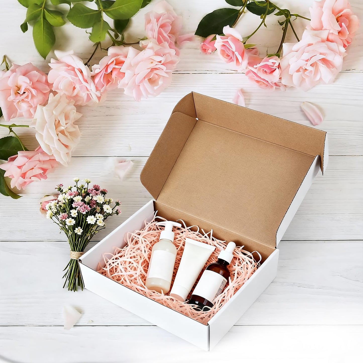 Hguba 12x9x2 Inches Shipping Boxes Set of 25, White Corrugated Cardboard Box, Mailer Boxes for Small Business