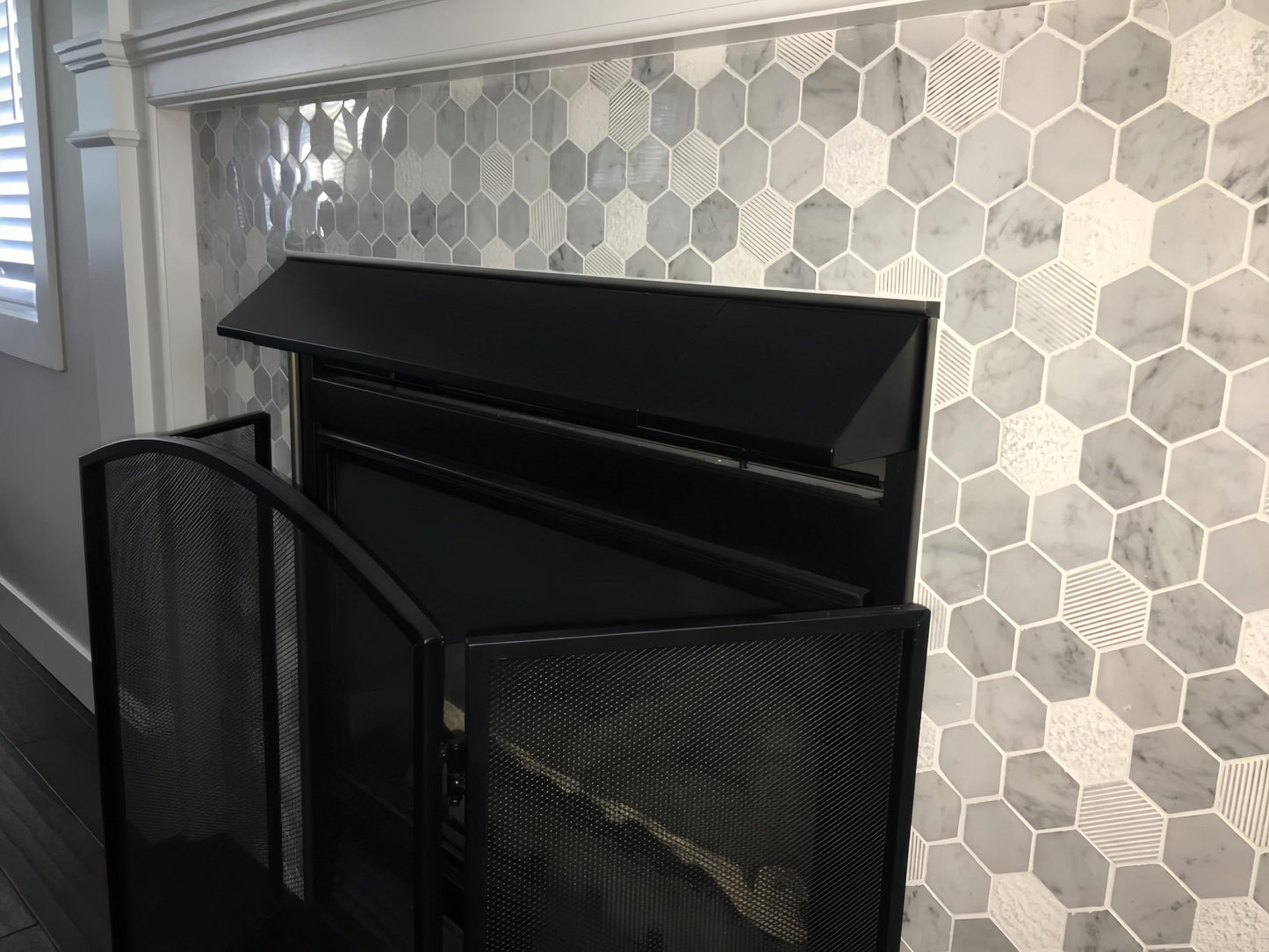 Americangaslogs Black Adjustable Fireplace Hood for 28 to 48" Harmony Burners Fireplace Hood Heat Shield （Patent Applied）