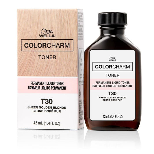 COLORCHARM Permanent Liquid Toners| Neutralize Brass| Free of Parabens| Vegan| T30 Sheer Golden Blonde| 1.4 Fl Oz