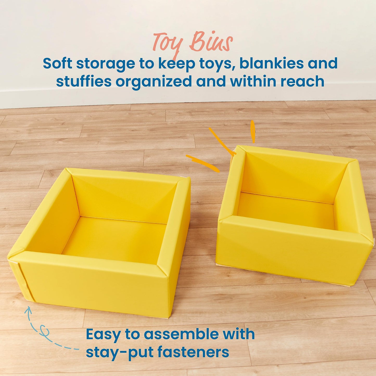 ECR4Kids SoftZone Play Patch Toy Bins, Beginner Playset, Yellow, 2-Pack