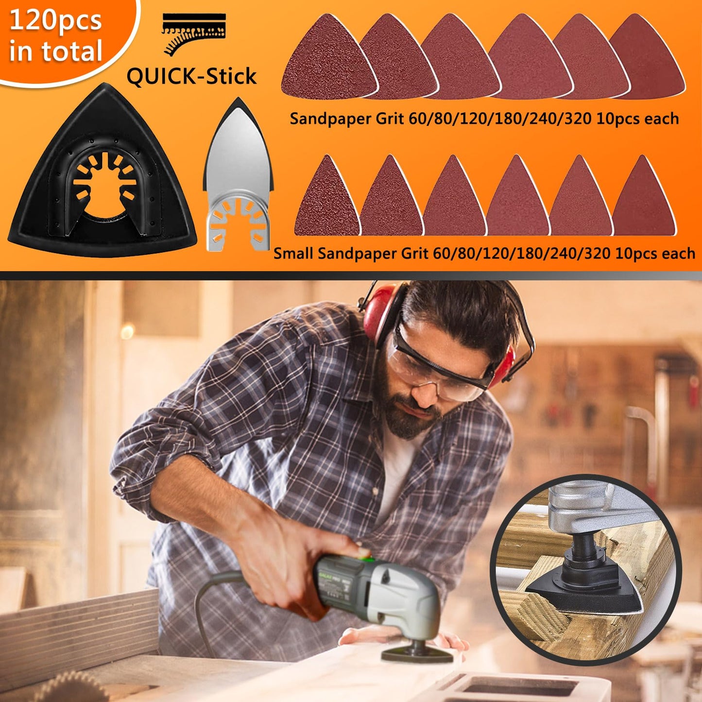 OTUCO 150 Pcs Oscillating Saw Blades, Wood Metal Cutting Multitool Bi-Metal Blades Quick Release Tool Blades Kits Fit for Dewalt, Makita, Ryobi, Rockwell