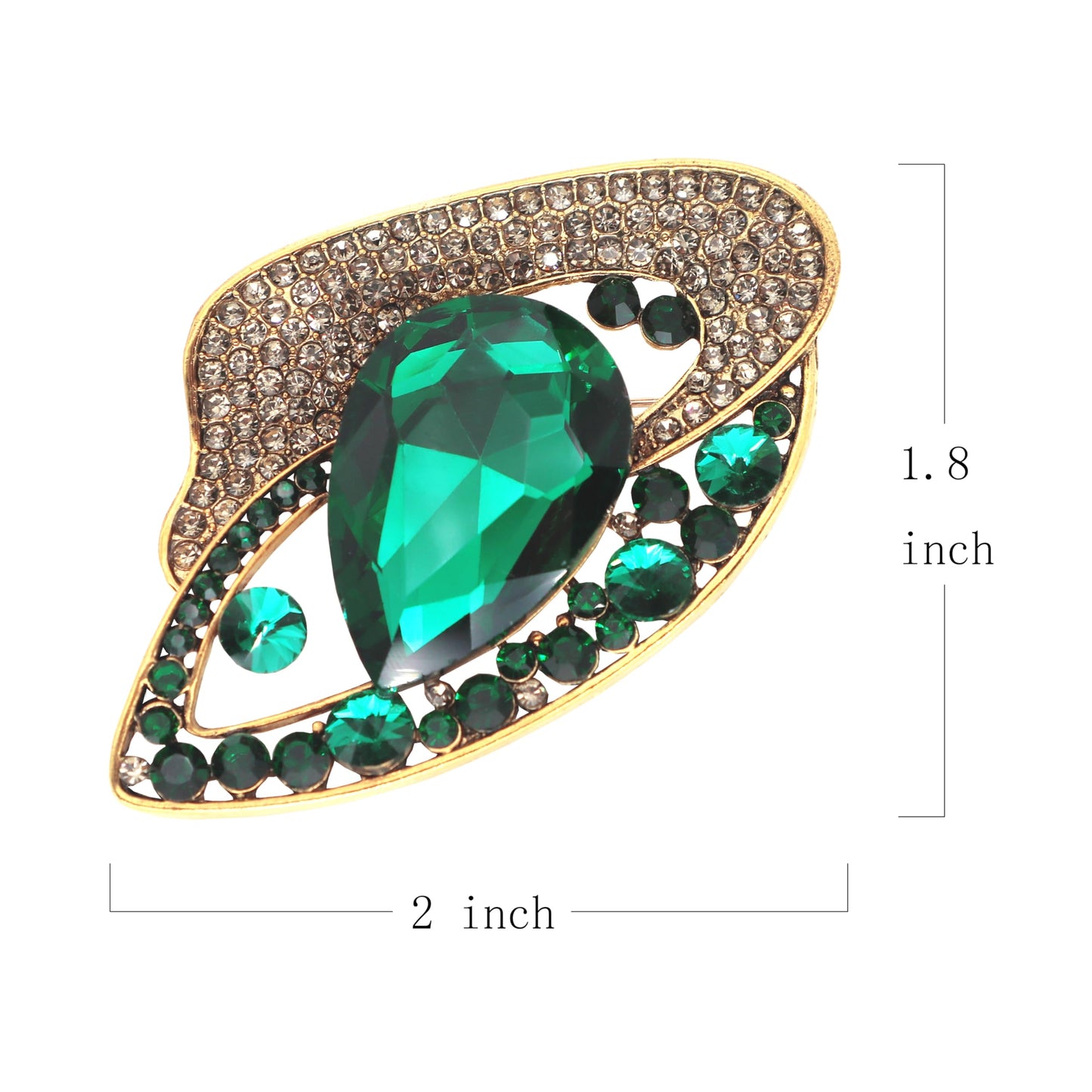 AUGTIGER Dark Green Brooch Pins for Women Fashion Flower Statement Jewelry