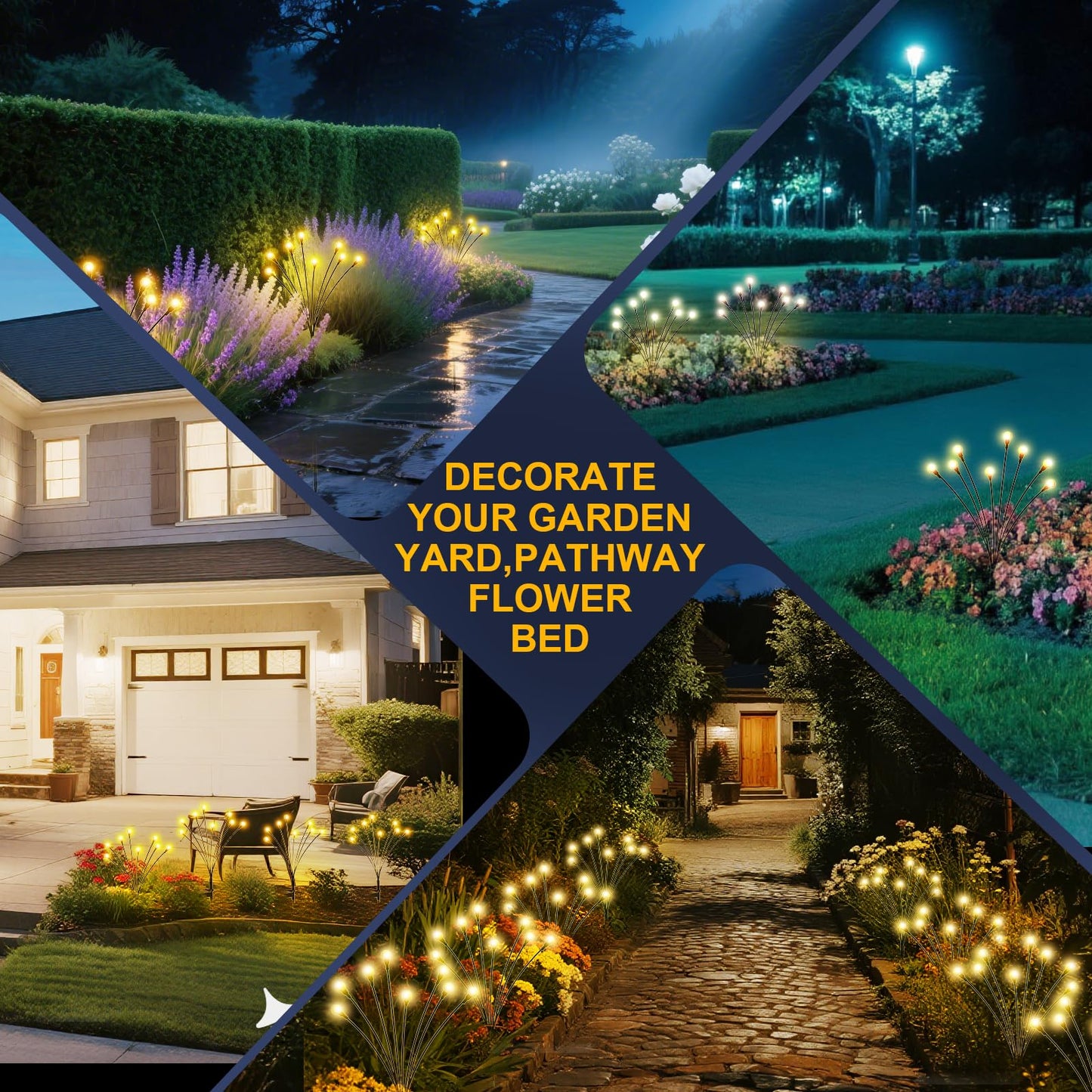 Solar Lights Outdoor - Upgraded 4-Pack of 32 LEDs Solar Garden Light,IP65 Waterproof Outdoor Decor Solar Firefly Lights for Yard,Pathway Decoration,Unique Gifts for Women and Grandma (Warm White)