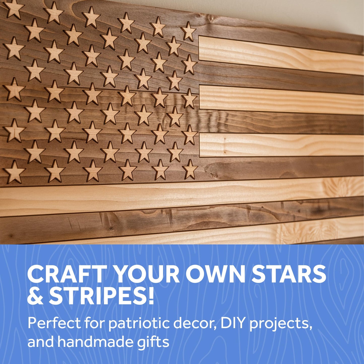 Wooden Star Shapes, 12 Inch Large Patriotic Natural Wood Cutouts, Bag of 3, Unfinished DIY Craft Wall Decor by Woodpeckers