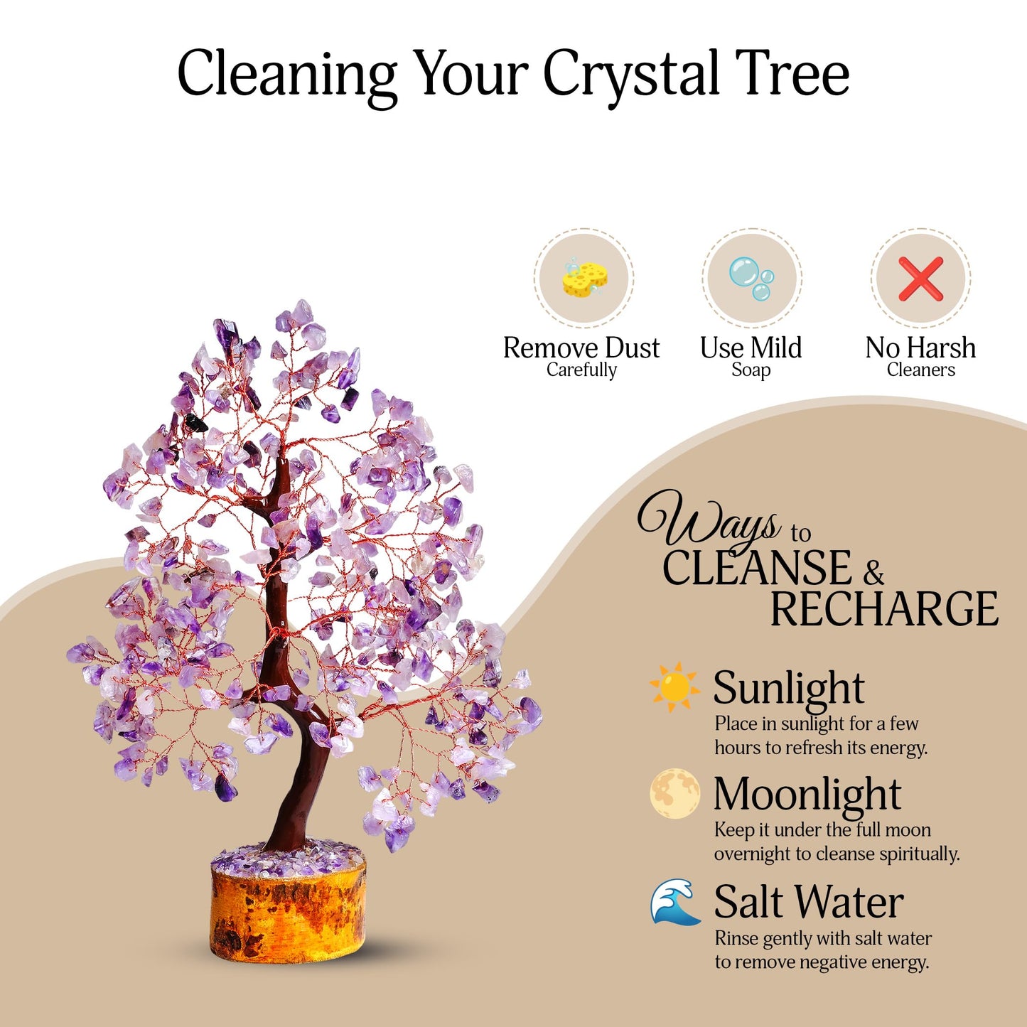 YATSKIA Amethyst Crystal Tree Stones and Crystals Tree of Life, Crystal Home Decor, Good Luck Gifts, Spiritual Gifts for Women