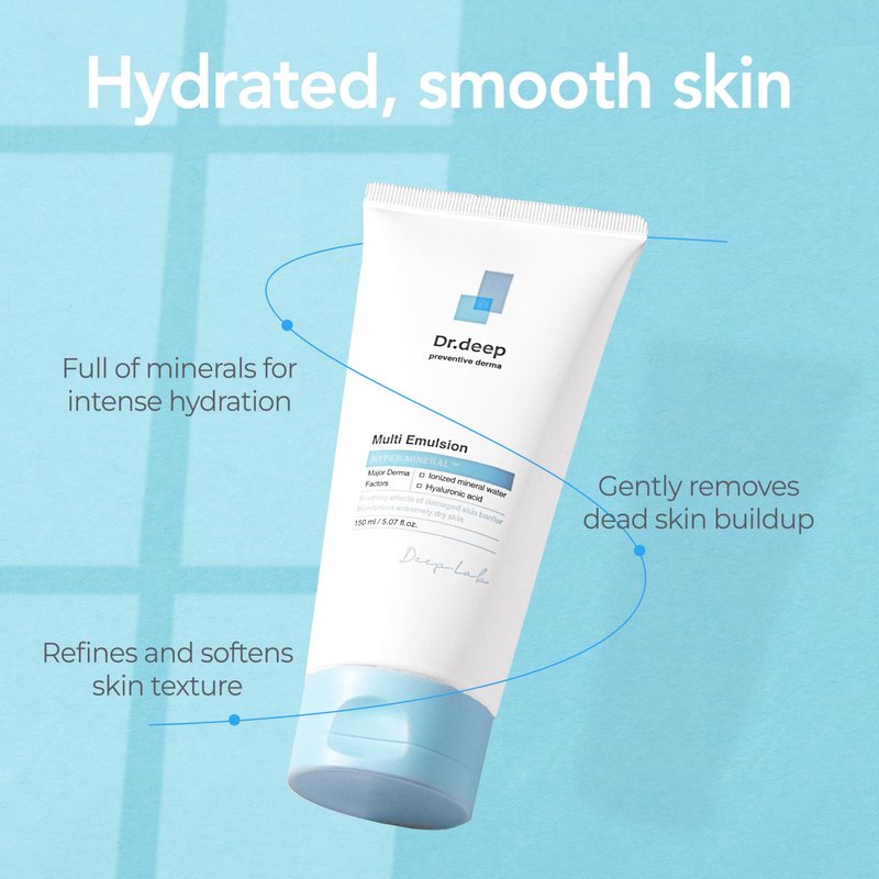 Dr.Deep Multi Emulsion - Lightweight Moisturizer for Sensitive, Dry & Itchy Skin, Hydrating Emulsion with Shea Butter & Allantoin for Skin-Barrier Repair, 5.07 fl. oz