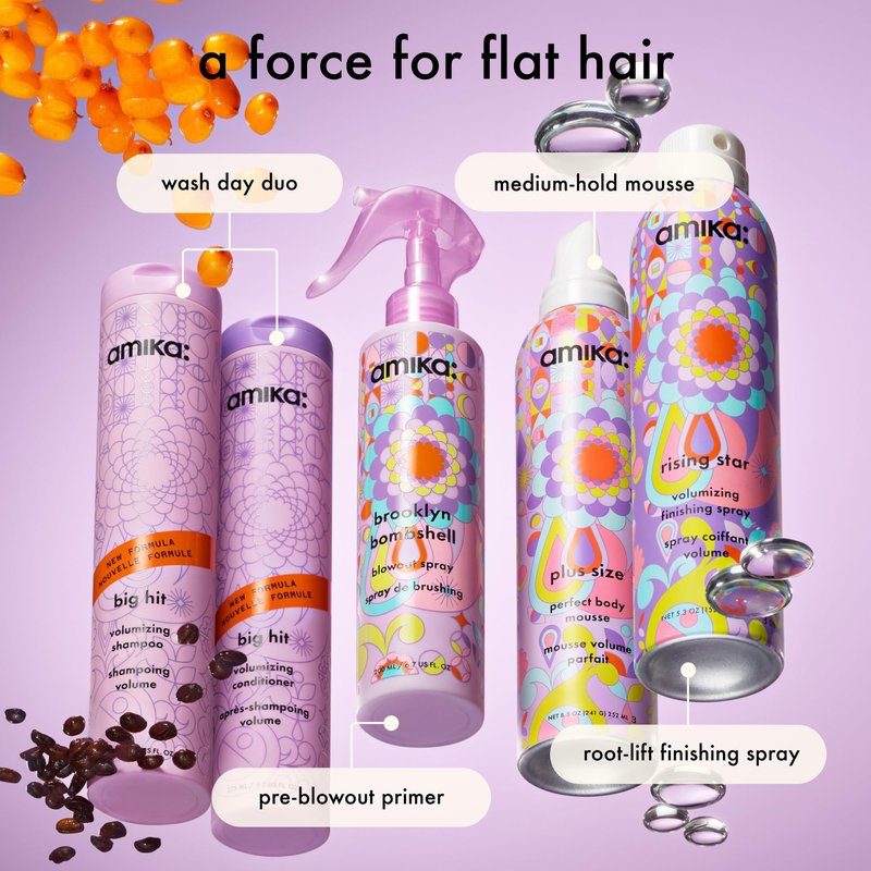 Amika big hit volumizing shampoo + conditioner bundle, 275ml