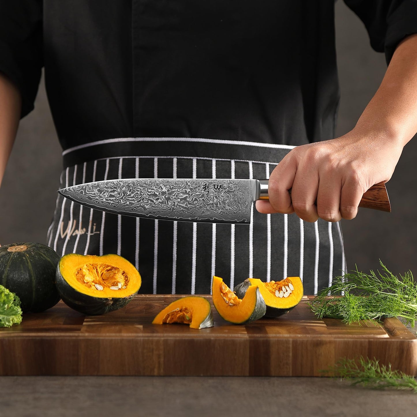 Wakoli EDIB Pro 5-Piece Damascus Knife Set – Professional Chef Knives Set with VG10 Core Blades, 67-Layer Damascus Steel and Ergonomic Pakkawood Handles – Premium Kitchen Knives in Wooden Gift Box
