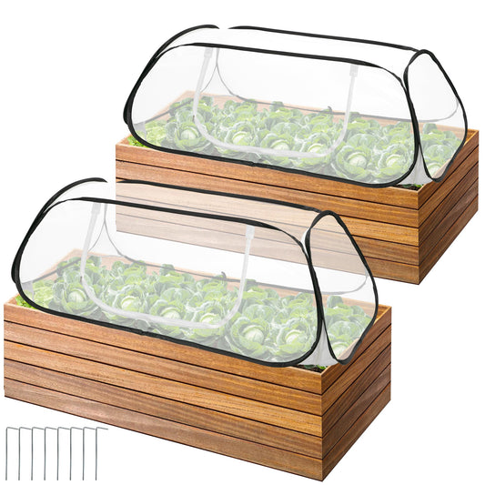 2 Pcs Pop Up Garden Rows Plant Cover, 46" x 22" x 16" Raised Garden Beds Vegetable Rows Plant Protector, Insect Bird Barrier Plant Net Cage with Stakes for Protecting Seedlings Fruits Vegetable Row