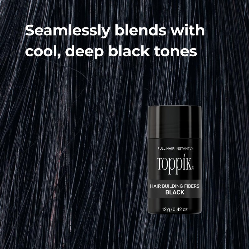 Toppik Hair Building Fibers, Black, 12g Fill In Fine or Thinning Hair, Instantly Thicker, Fuller Looking, 9 Shades for Men & Women, Keratin Protein Formula