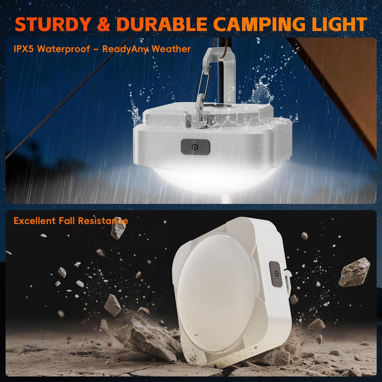 2 Pack Rechargeable LED Camping Light Lantern: 2000mAh Battery Powered Tent Light with Magnet - Camping Essential Waterproof Flashlight for Hiking Power Outage Emergency Survival Backpacking Hurricane