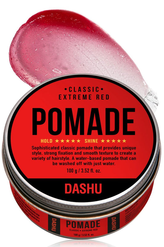 DASHU Red Pomade for Men - Korean High Shine Pomade Strong Hold, Extreme Hold Edge Control, Water Based Pomade, Red Hair Wax, Classic Styling 3.52 fl oz