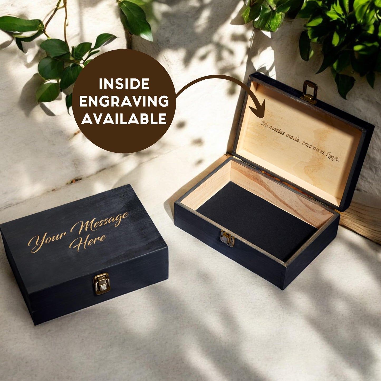 ENGRAVE MY MEMORIES Personalized Wooden Keepsake Box - Custom Memory Box for Photos Jewelry Letters Rustic Memento Storage Box for Wedding, Anniversary, Birthday, Graduation & Retirement Gifts