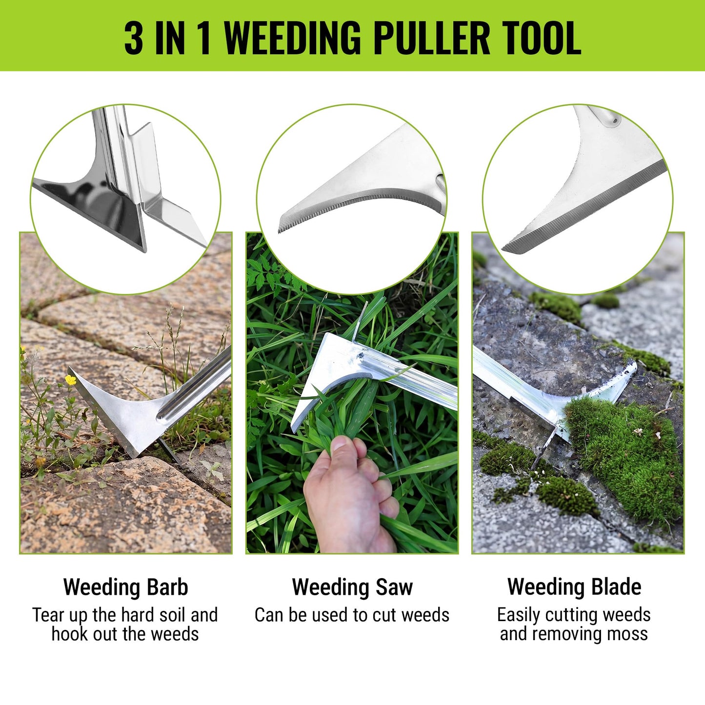 WORKPRO Crack Weeder, Stainless Steel Crevice Weeding Tool with Adjustable Long Handle(27"-54"), L-Shaped Weed Removal Scraper, for Garden Lawn Yard Patio Terrace Paving Garden Hand Tool