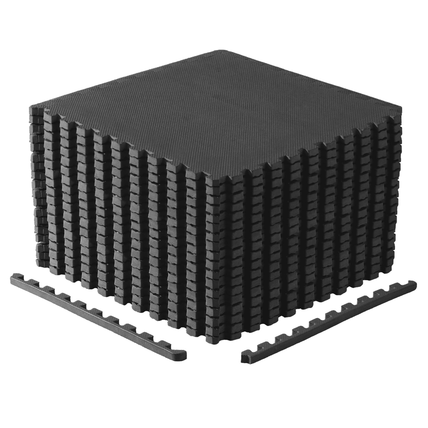 CAP Barbell 3/4-Inch Interlocking EVA Foam Exercise Puzzle Mats - 3 Pack | 24" x 24" x 3/4" | T Pattern - Black