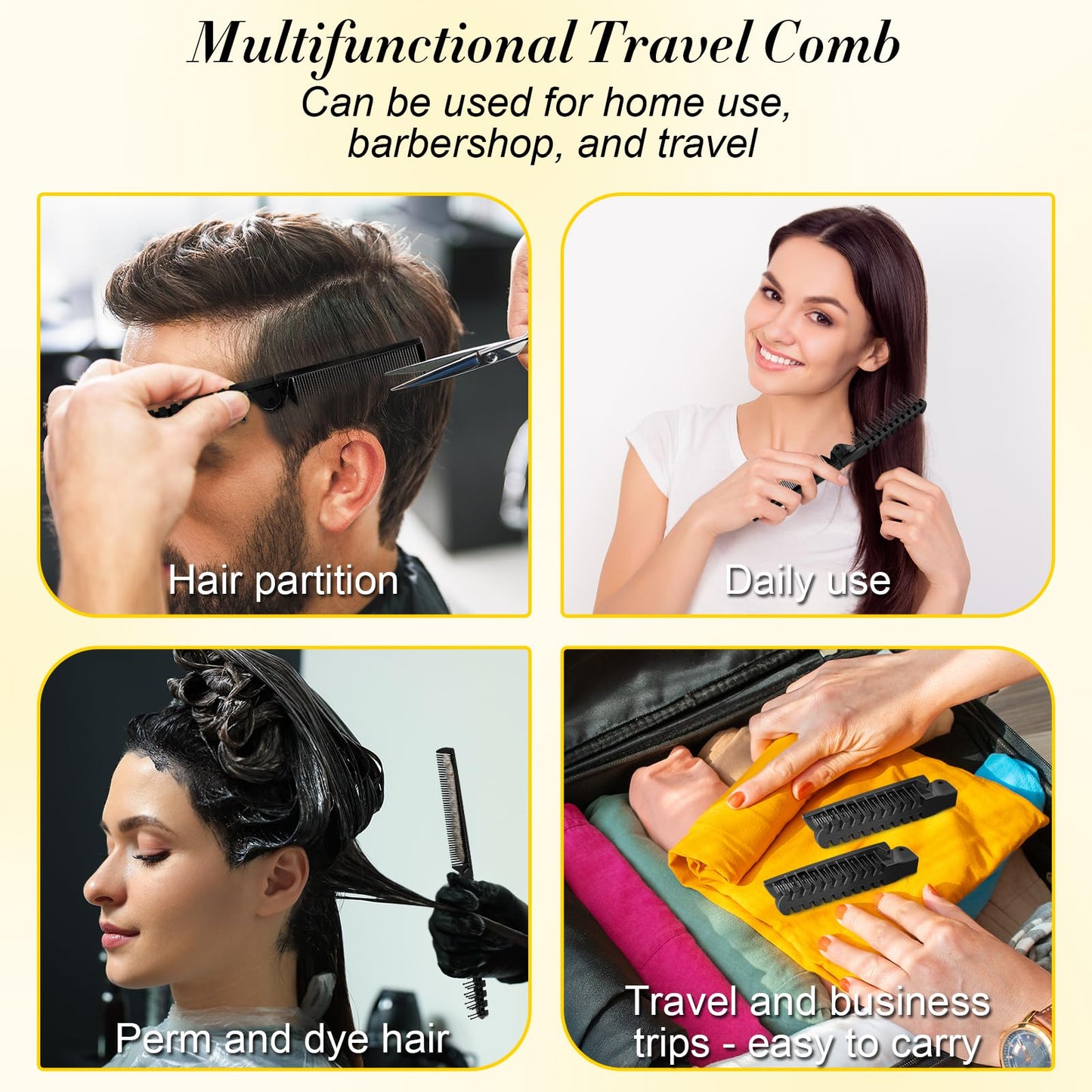 Travel Folding Comb, Compact Foldable Hair Brush Travel Pocket Mini Hair Comb & Makeup Comb in Bulk Individually Wrapped for Women Men Girls Homeless Hotel Shelter Nursing Home Charity Church