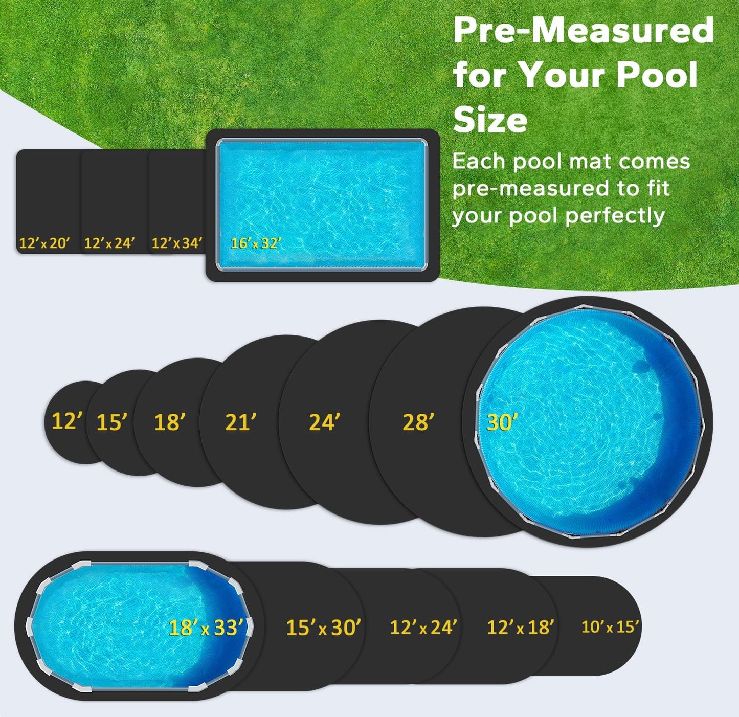 POOLHACKER 15 ft Pool Liner Pad, [2026 New Pool Pad 9.4 oz/yd² Heavy-Duty] Round Pool Liner Pad for Above Ground Swimming Pools, Prevents Punctures, Effortless to Install, Eco-Friendly Padding