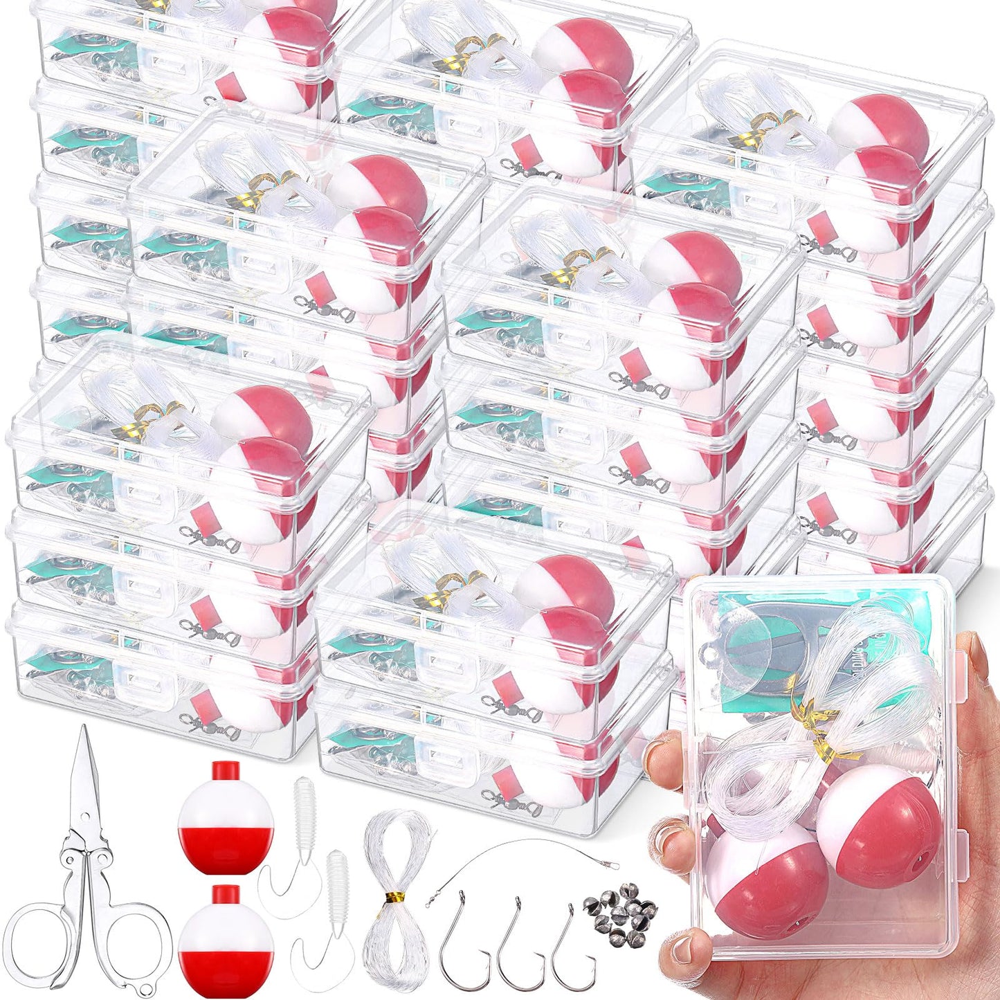 VioraWhite 30 Sets Mini Fishing Kits Bulk Emergency Survival Fishing Kits Fishing Tackle Box with Tackle Included Small Fishing Accessories Kit for Beginner Gifts Summer Outdoor Compact Fishing