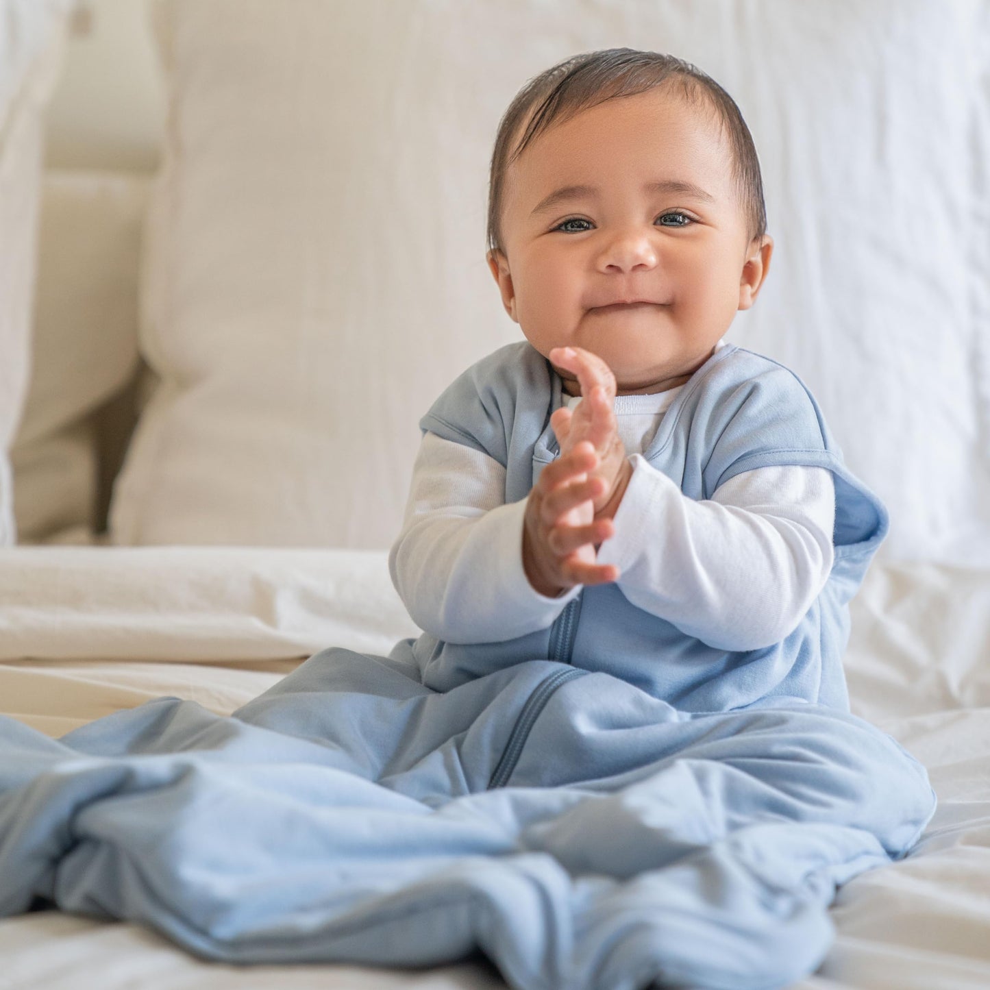 HALO SuperSoft Bamboo Wearable Blanket 1.5 TOG – Buttery Soft, Plush Baby Sleep Sack for Newborns, Infants & Toddlers, Hip-Healthy Design, Machine Washable, 0 – 6 Months, Small, Blue Fog