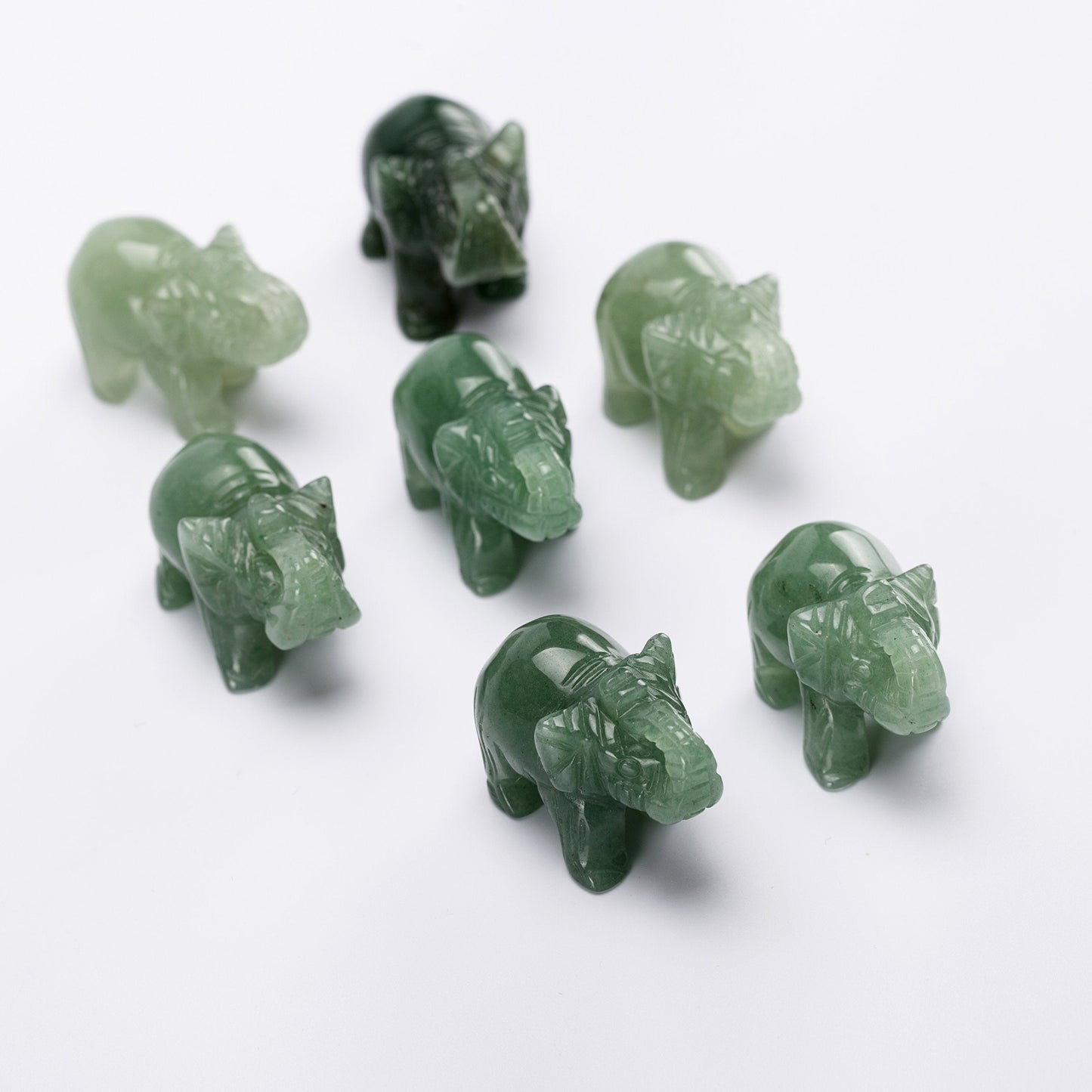 Green Aventurine Elephant 1.5 Inches Statue Crafts Natural Stone Carved Figurine Chakra Carving Stones Healing Reiki Free Pouch (Green Aventurine)