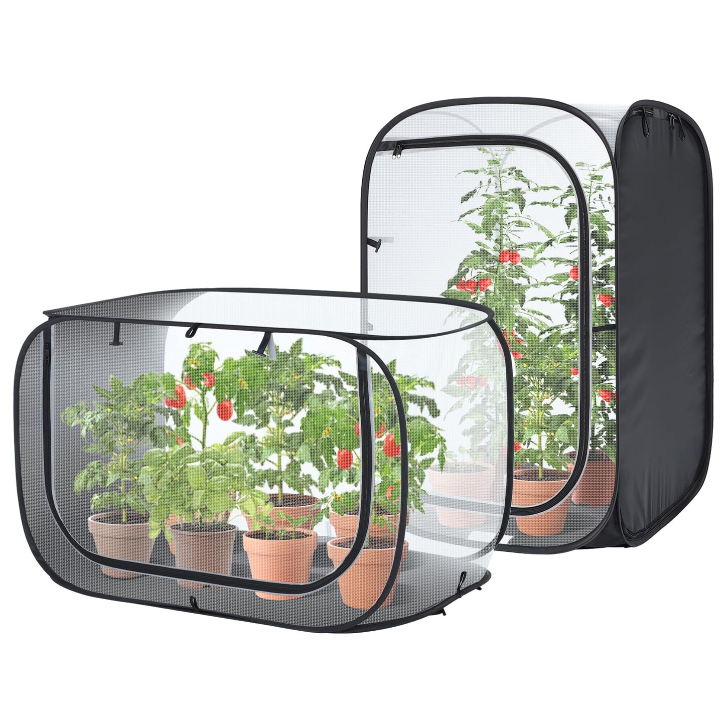 Ohuhu 36'' Garden Mesh Plant Cover, 2 Pack Pop Up Plant Protector Strawberry Cover Garden Net Cage Wind Protection for Plants Outdoor with Storage Bag 24 x 24 x 36 Inches