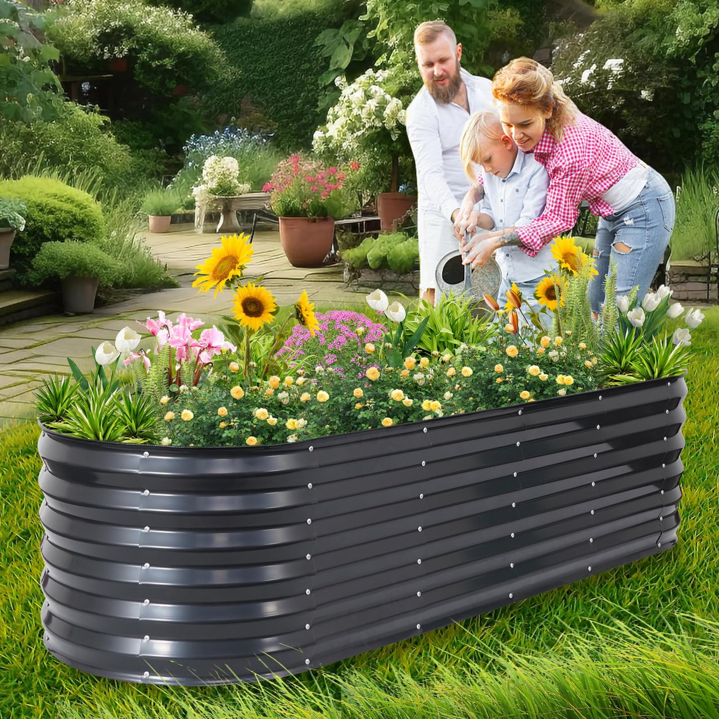 1MORE Raised Garden Bed- Planter Garden Boxes Outdoor, Raised Beds for Gardening.6X2X1.4FT(1pcs)-Grey