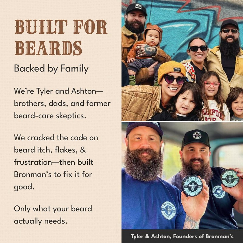 Bronmans Beef Tallow Beard Butter for Men - 4oz - Hydrating Unscented Beard and Skin Balm with Shea Butter - Deeply Moisturizing Tallow