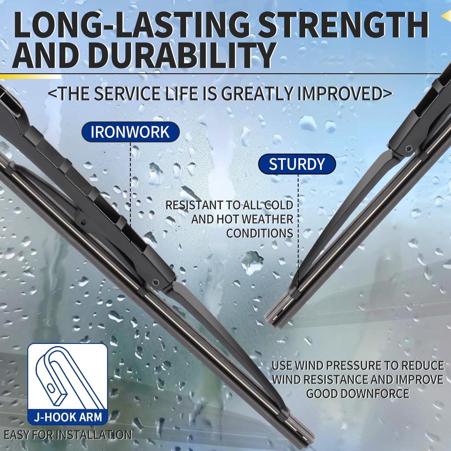 JINGOU 17''+17''Wiper Blades,Compatible with Toyota Corolla 1978-1983 Premium All-Season Windshield Wiper Blades-Driver and Passenger Side,Automotive Replacement Windshield Wiper Blade(Pack Of 2)