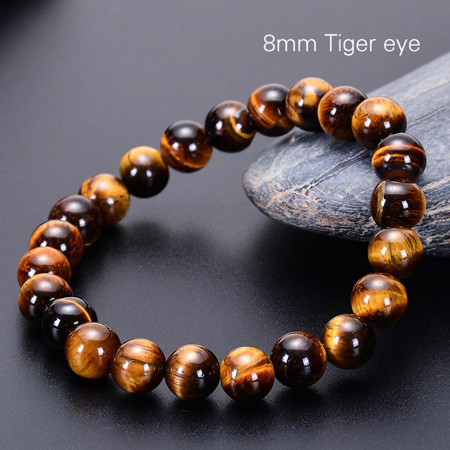 Cryhand Tigers Eye Protection Handmade Bracelet Best Present For Men Women Attract Wealth Chakra Feng Shui Stretchy Beaded Bracelets Lucky Friendship Bracelet (Tigers 3PCS)