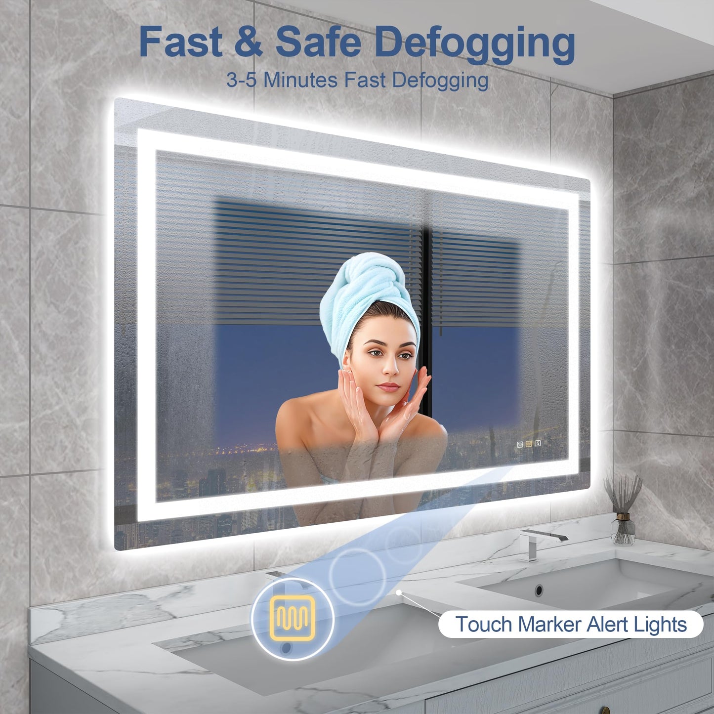 STARLEAD Led-Bathroom-Mirror-with-Lights, 28"x36" Wall-Mounted with 3 Colors Dimmable Light, Bluetooth Speaker, Anti-Fog, Memory, Tempered Glass, Front & Backlit (Horizontal/Vertical)