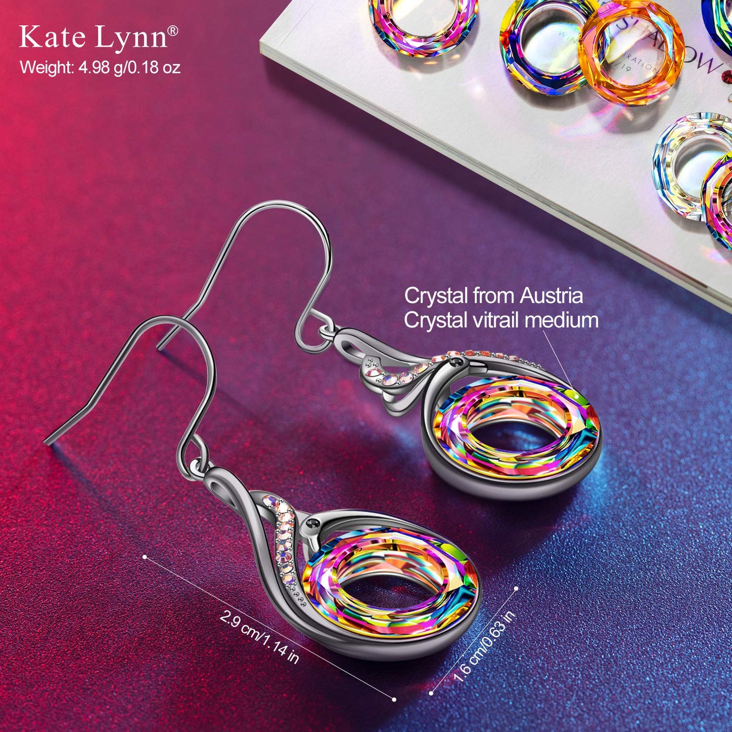 Kate Lynn Phoenix Earrings for Women, Crystal Jewelry for Women, Birthday Gifts for Women Wife Girlfriend Mom Grandma, Unique Earrings for Christmas Mothers Day