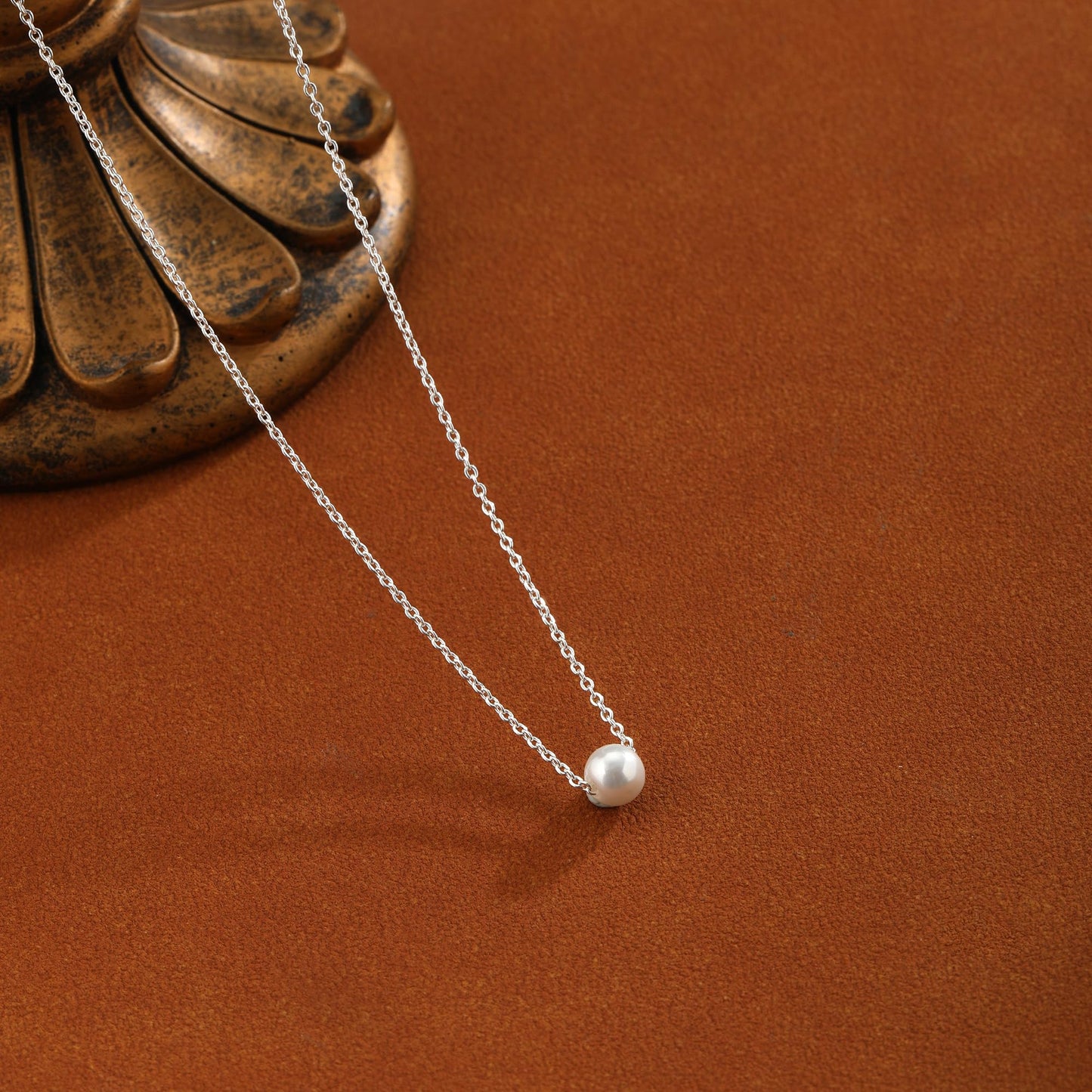 Sargetou Pearl Necklace for Women,14k Silver Plated Waterproof Small Cute Dainty Choker Necklace Drop Circle Single Pearl Chain Trendy Jewelry Fashion Gift