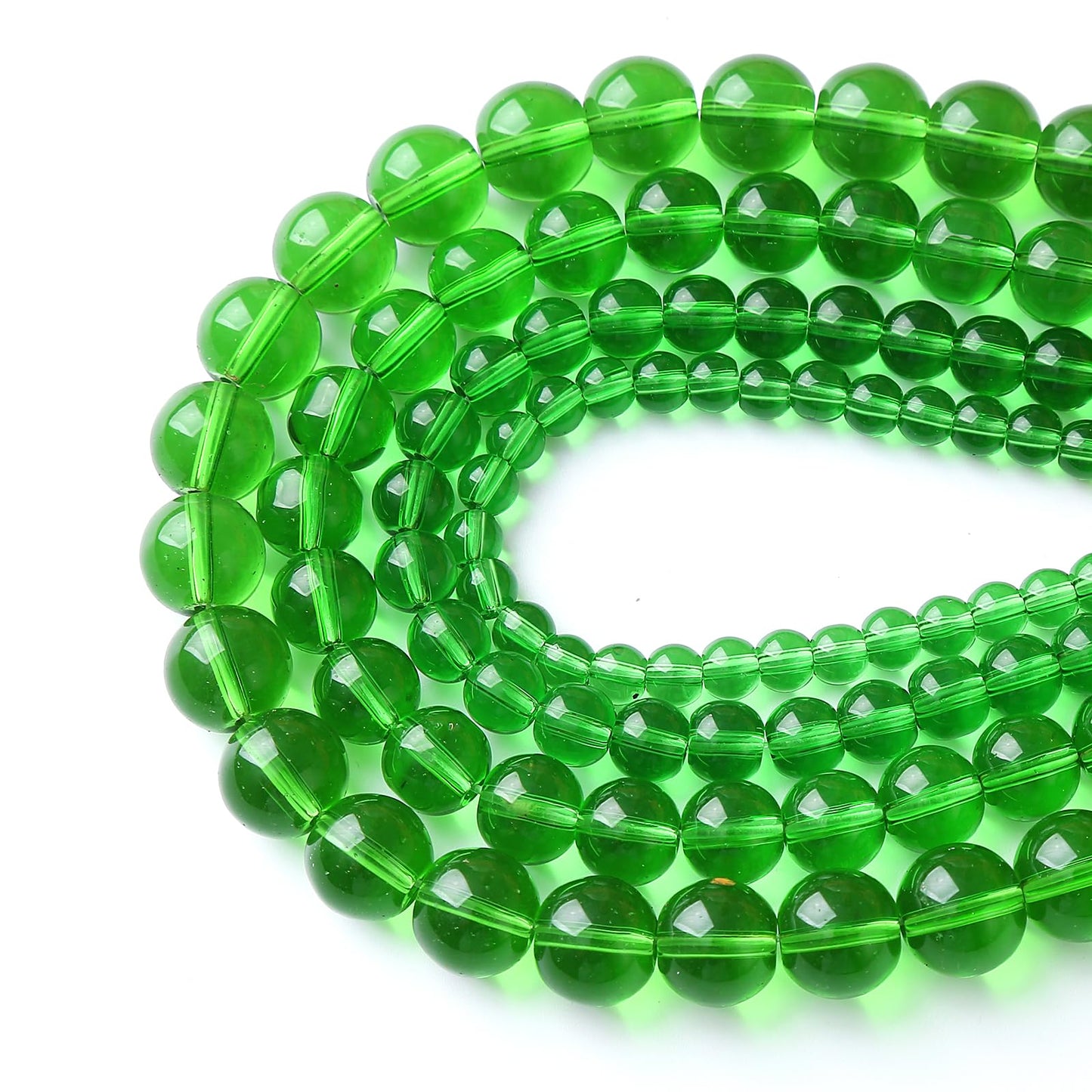46pcs 8mm Smooth Green Crystal Glass Quartz Beads Round Loose Beads for Jewelry Making DIY Bracelet Necklace 15" Energy Healing Power Stone Beads(8mm, Green Crystal Glass)