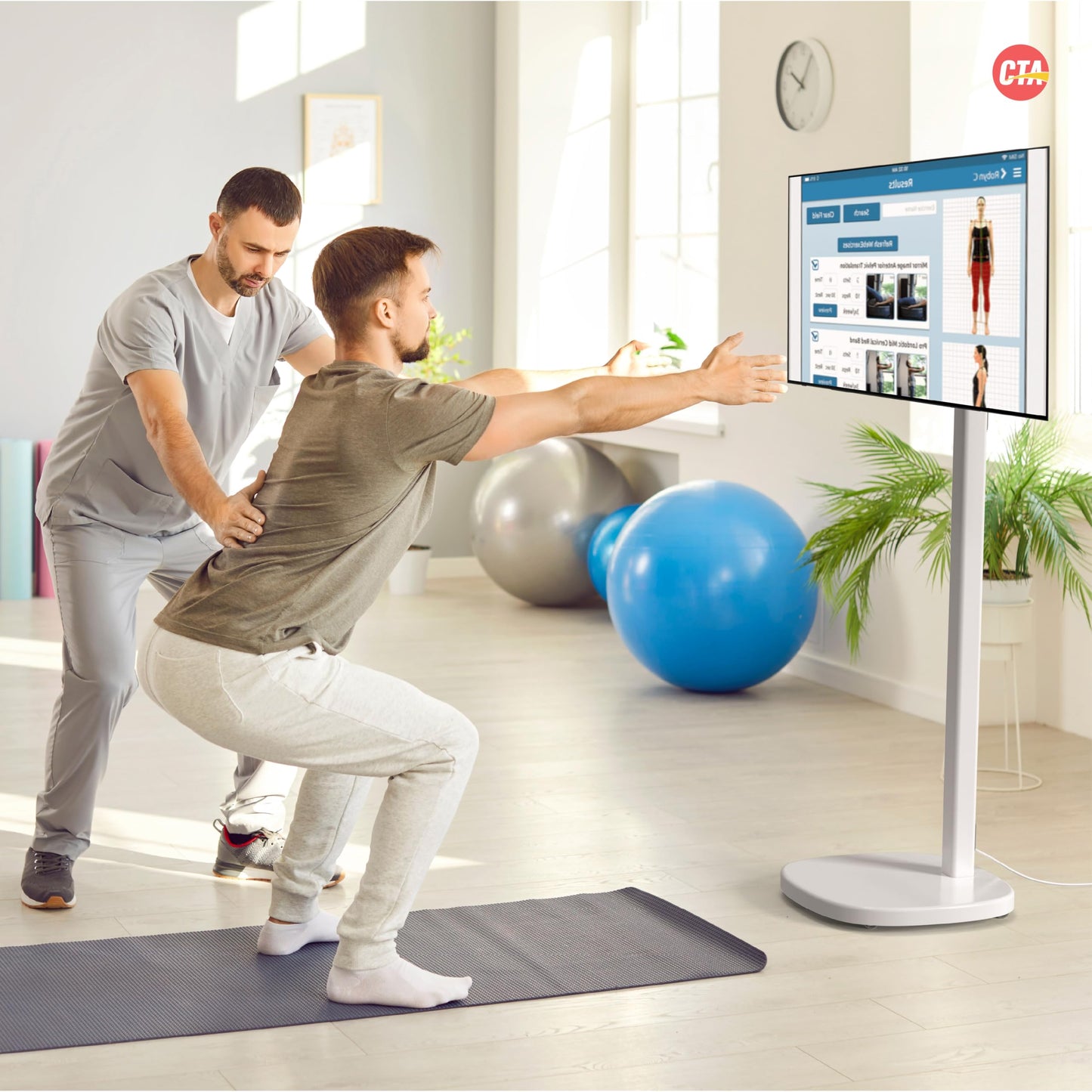 CTA Ergonomic Floor Stand For Monitors & TV’s Up To 35-inches & 22 lbs - Mobile Stand With Anti-Knockdown Base & Height Adjustable - Commercial Grade - (ADD-MSADFS)