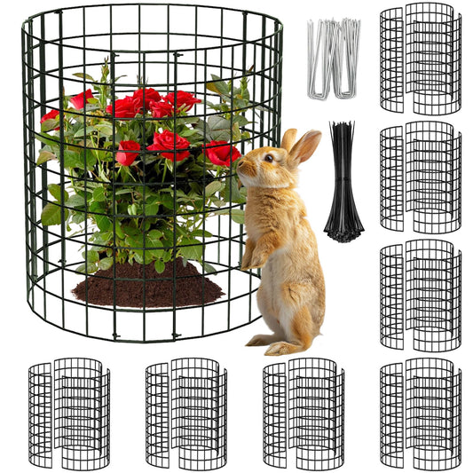 8 Packs Round Plant Protector from Animals,Metal Wire Mesh Garden Plant Cages for Outdoor Gardening Supplies, Garden Protection Rabbits Chickens Ducks for Vegetables, Flowers, Shrubs (16'' x 12'')