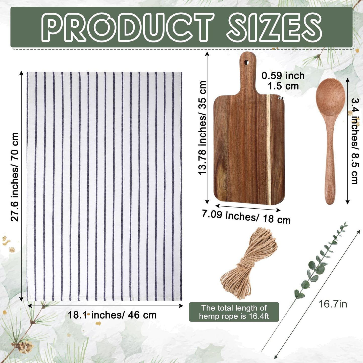 Reallnaive Housewarming Gifts New Home Wedding Hostess Gifts Set Include Towel Cutting Board Spoon and Eucalyptus Stem for Homeowners Wedding Party New Home Housewarming