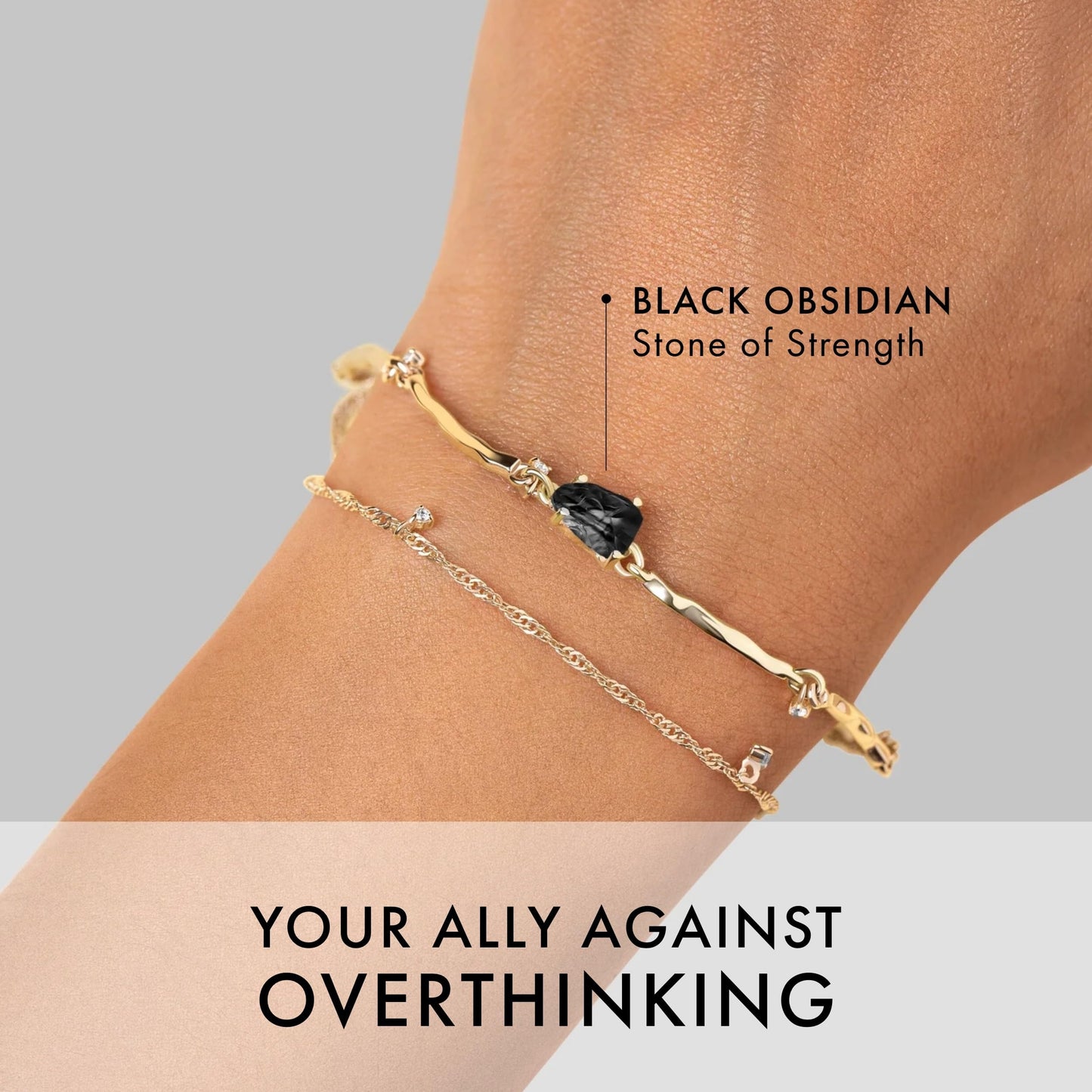 Moon Magic Moonstone Bracelet for Women | Black Obsidian, Rose Quartz Bracelet/Real 925 Sterling Silver | 18k Rose & Yellow Gold Rainbow Genuine Moonstone Jewelry for women | June Birthstone Bracelet